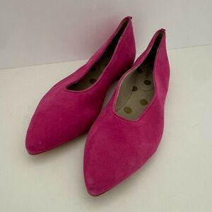 Boden Suede Pointed Toe Slip On Flats Womens Shoes Hot Pink EU 38